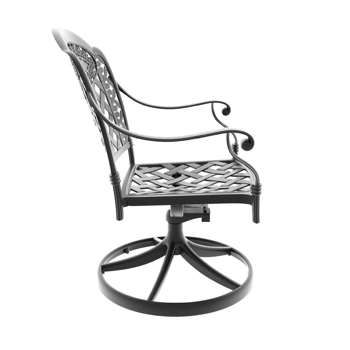 Cast Aluminum Patio Swivel Chair 2PCS With Black Frame and Cushions In Random Colors - DTYStore