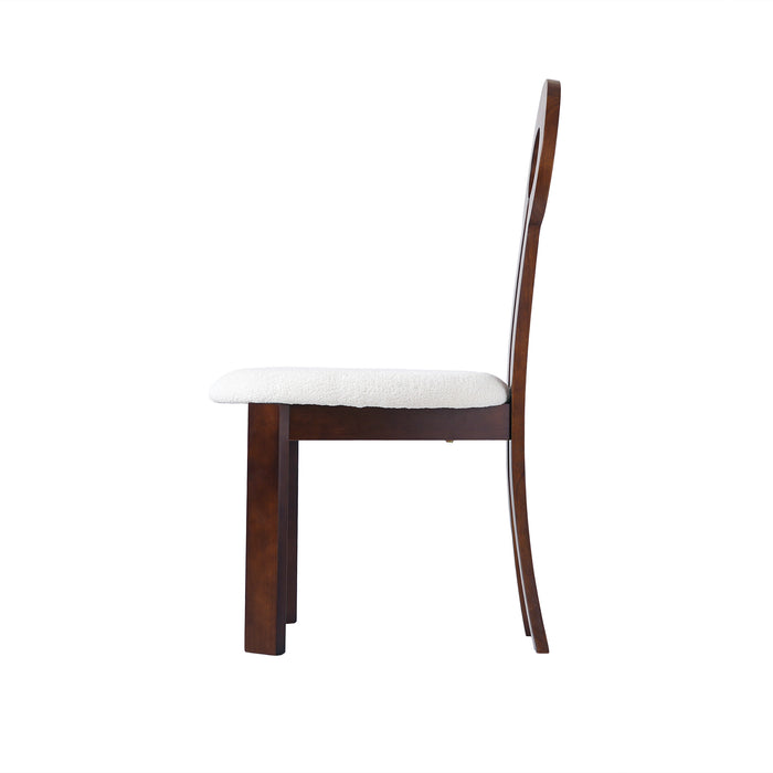 Vintage Rubber Solid Wood Dining Chair, Sheep Plush Dining Chair, Armless Dining Chair, Suitable For Small Home Dressing Room Model Room, Natural(Set Of 2) - DTYStore