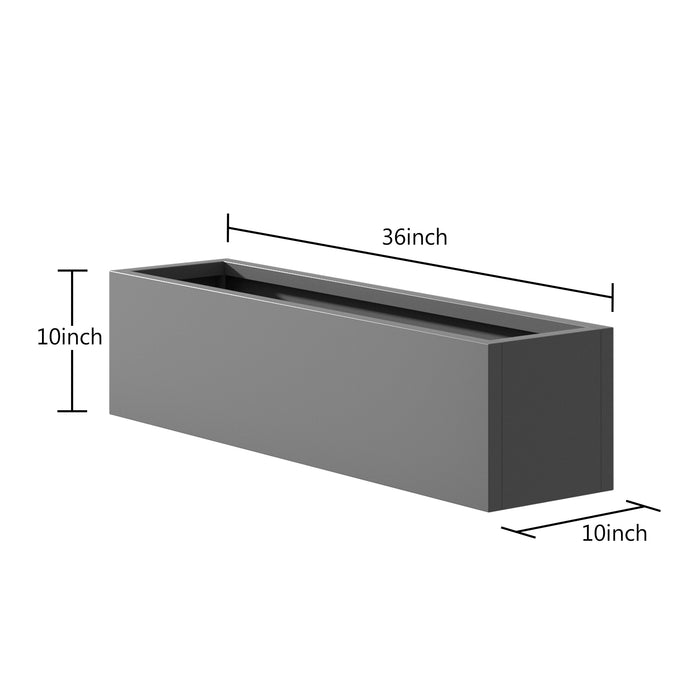 36*10*10 inch Large Metal Rectangular Planter with Drainage Holes for Indoor/Outdoor Use, Perfect for Tall Plants, Flowers, or Shrubs in High-Traffic Areas - DTYStore