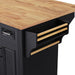 54inch Large Kitchen Island with Rubber Wood Drop Leaf, Embossed Texture Rolling Kitchen Cart on 4 Wheels with 4 Doors and 3 Drawers, Kitchen Island with Storage for Kitchen, Dining Room,Black - DTYStore