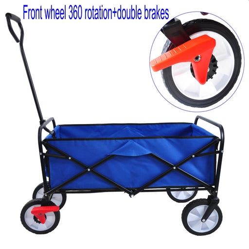 Folding Wagon Garden Shopping Beach Cart (blue) - DTYStore
