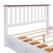 Queen Size Wood Platform Bed with Two Drawers and Wooden Slat Support,White+walnut