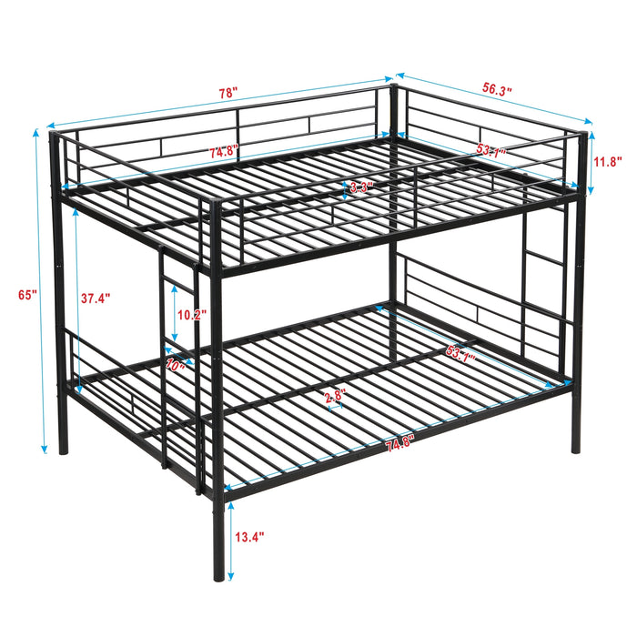Full Over Full Metal Bunk Bed , No Box Spring Needed, Easy Assemble - DTYStore