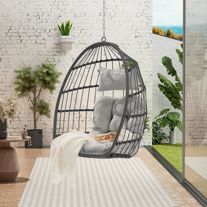 Outdoor Garden Rattan Egg Swing Chair Hanging Chair Wood - DTYStore