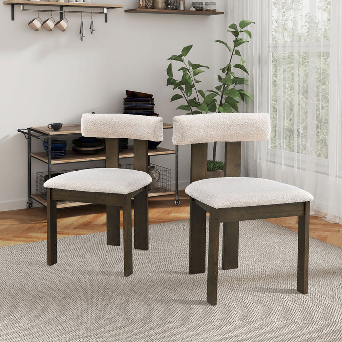 Wooden Dining Chairs Set of 2, Modern Boucle Upholstered Kitchen Side Chairs,Mid Century Modern Kitchen Chairs with Open Back Farmhouse Wooden Side Chairs for Dining Room,Living Room,Restaurant - DTYStore