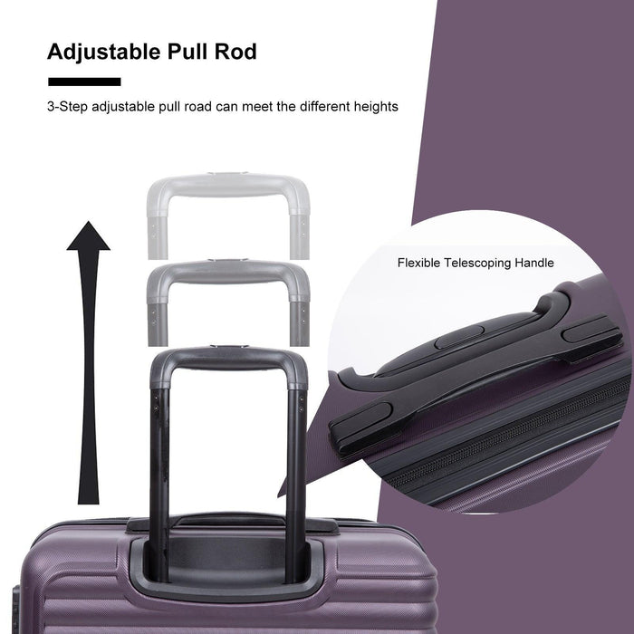 3 Piece Luggage Sets ABS Lightweight Suitcase with Two Hooks, Spinner Wheels, TSA Lock