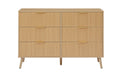 Bedroom Dresser, 6 Double Dressers with Wavy Drawers, Wooden Chest of Drawers for Children's Room, Living Room, Entrance and Hallway, Natural, 47.2''W x 15.8''D x 31.7''H.