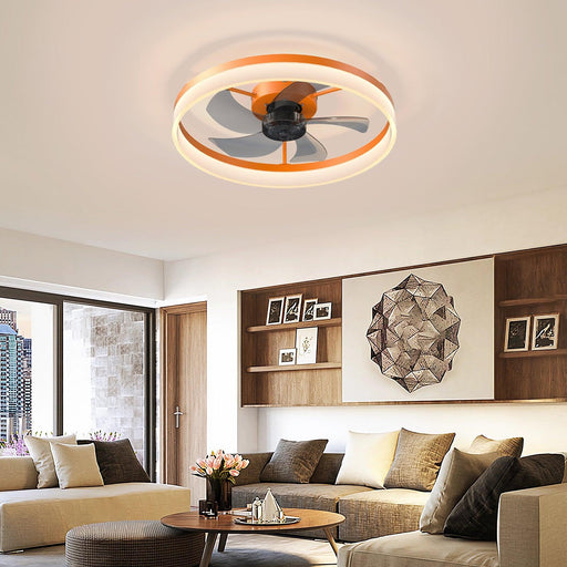 Ceiling Fans with Lights Dimmable LED Embedded installation of thin modern ceiling fans(Orange) - DTYStore