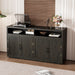 TREXM 4-door Classic Sideboard with Open Storage and Adjustable Shelves Perfect for kitchens, living rooms (Grey Brown)