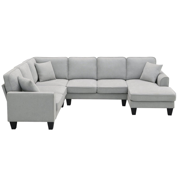 Modern U Shape Sectional Sofa Set with 3 Pillows for Living Room, Apartment, Office