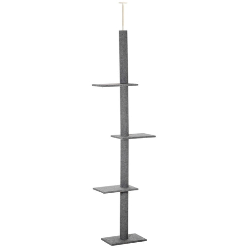 Floor-to-Ceiling Cat Tree Cat Climbing Tower with Sisal-Covered Scratching Posts Natural Cat Tree Activity Center for kittens Cat tower furniture, Grey - DTYStore