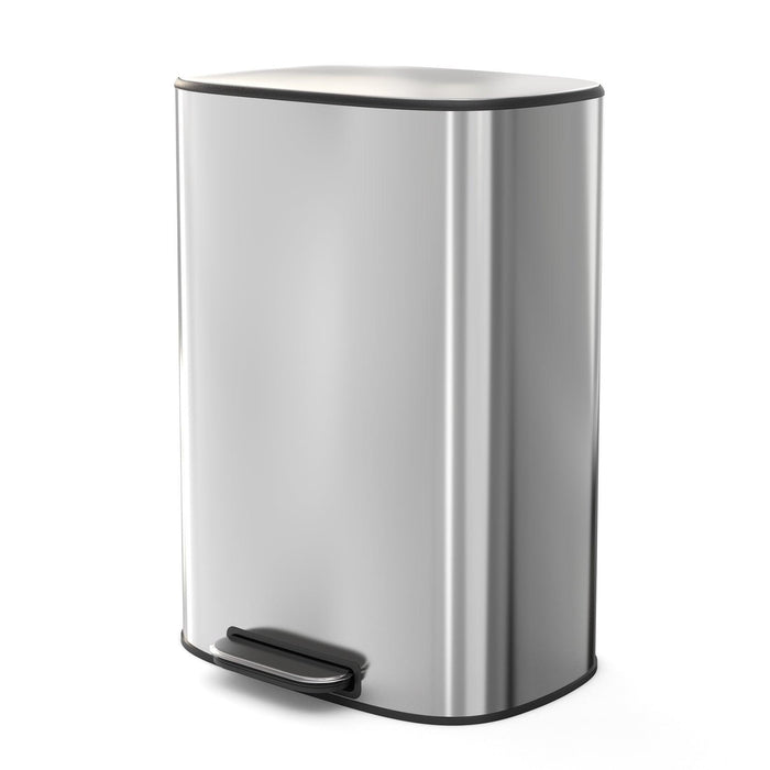 13 Gallon 50L Kitchen Foot Pedal Operated Soft Close Trash Can - Stainless Steel Ellipse Bin