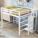 Full Size Loft Bed with Built-in Storage Wardrobe and Staircase, White(Old SKU:SM000527AAK) - DTYStore