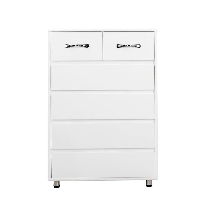 Six Drawer Side Table-White