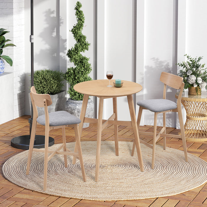 Wooden Bar Chairs Set of 2, Modern Soft Upholstered Kitchen Island Chairs, Counter Height Stool with Backrest,Wooden Frame Chairs with Footrest for Pub,Living Room,Restaurant,OAK - DTYStore