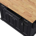 54inch Large Kitchen Island with Rubber Wood Drop Leaf, Embossed Texture Rolling Kitchen Cart on 4 Wheels with 4 Doors and 3 Drawers, Kitchen Island with Storage for Kitchen, Dining Room,Black - DTYStore