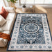Area Rug 5x7 Vintage Bohemia Large Persian Non-slip Washable Rug For Living Room Kitchen Bedroom Living Room Flower Design Navy Blue - DTYStore