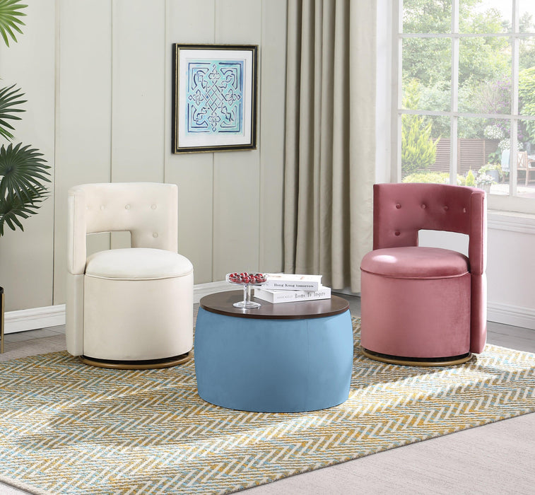 Round Ottoman Set with Storage, 2 in 1 combination, Round Coffee Table, Square Foot Rest Footstool for Living Room Bedroom Entryway Office