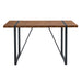 A minimalist retro rectangular dining table with a specially textured top and black metal legs.Contemporary Minimalist MDF Dark Wood Textured Tabletop.Able To Give People A Visual Beauty With Rules. - DTYStore