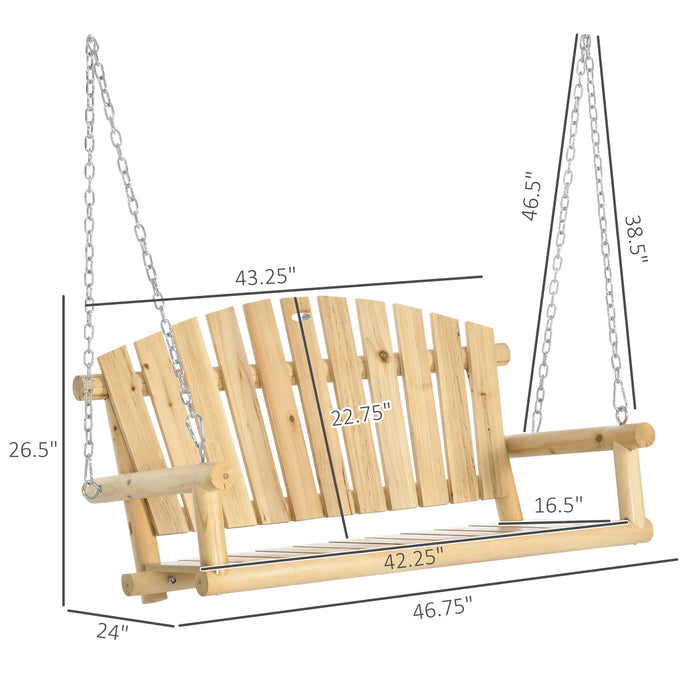 Outsunny 2-Seater Porch Swing, Hanging Outdoor Swing Bench with Metal Chains for Deck, Patio, Garden, Backyard - DTYStore