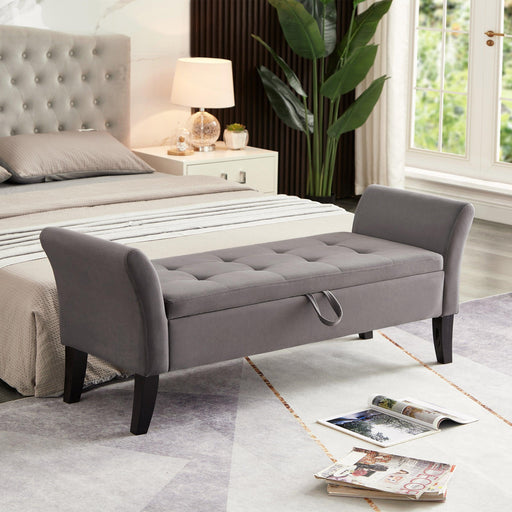 51.5" Bed Bench with Storage Grey Velvet - DTYStore
