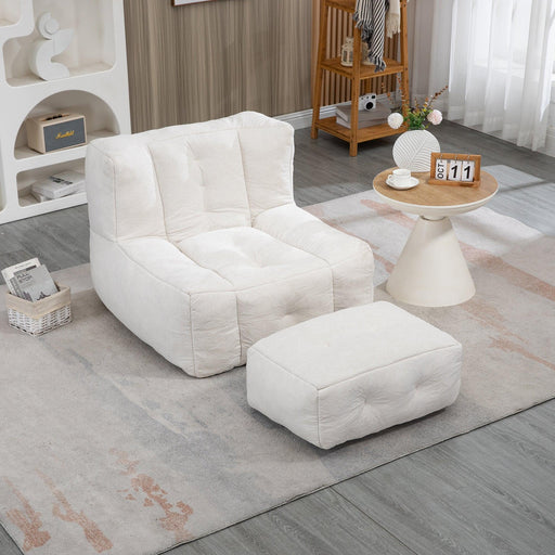 Fluffy bean bag chair, comfortable bean bag for adults and children, super soft lazy sofa chair with memory foam and ottoman, indoor modern focus bean bag chair for living room, bedroom, apartment - DTYStore