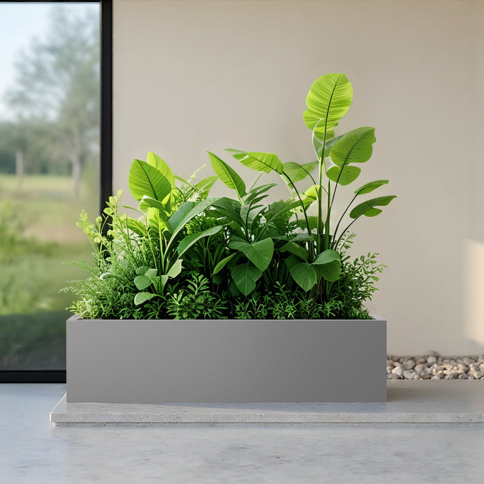 36*10*10 inch Large Metal Rectangular Planter with Drainage Holes for Indoor/Outdoor Use, Perfect for Tall Plants, Flowers, or Shrubs in High-Traffic Areas - DTYStore