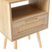15.75" Rattan End table with drawer and solid wood legs, Modern nightstand, side table for living room, bedroom,natural - DTYStore