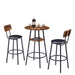 Round Bar Stool Set With Shelf, Upholstered Stool With Backrest, Rustic Brown, 23.62'' W x 23.62'' D x 35.43'' H