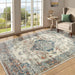 Area Rug 5x7 Vintage Bohemia Large Persian Non-slip Washable Rug For Living Room Kitchen Bedroom Living Room Flower Design Blue/Yellow - DTYStore