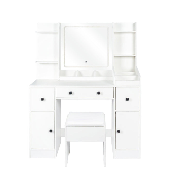 Vanity Desk with Mirror and Lights Makeup Desk with Drawers and Cabinet Vanity Table with Led Light Big Makeup Table