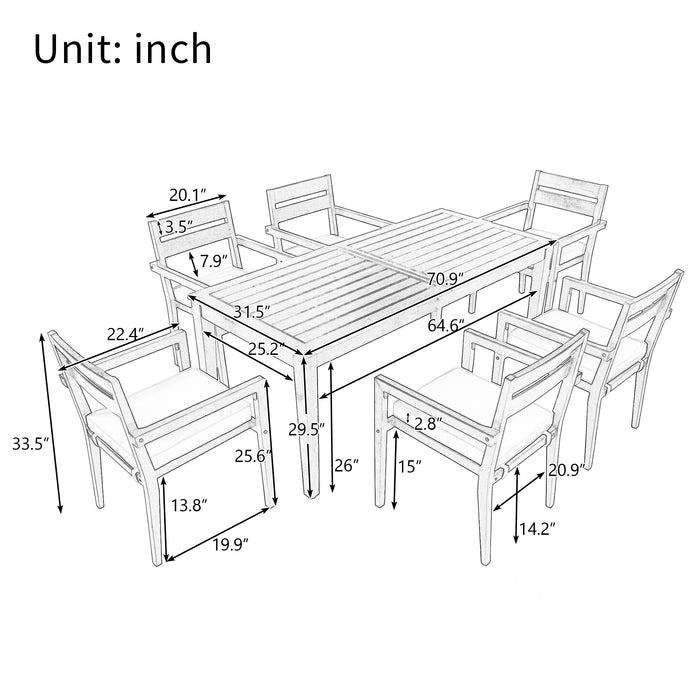U_Style Acacia Wood Outdoor Dining Table And Chairs Suitable For Patio, Balcony Or Backyard - DTYStore