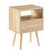 15.75" Rattan End table with drawer and solid wood legs, Modern nightstand, side table for living room, bedroom,natural - DTYStore