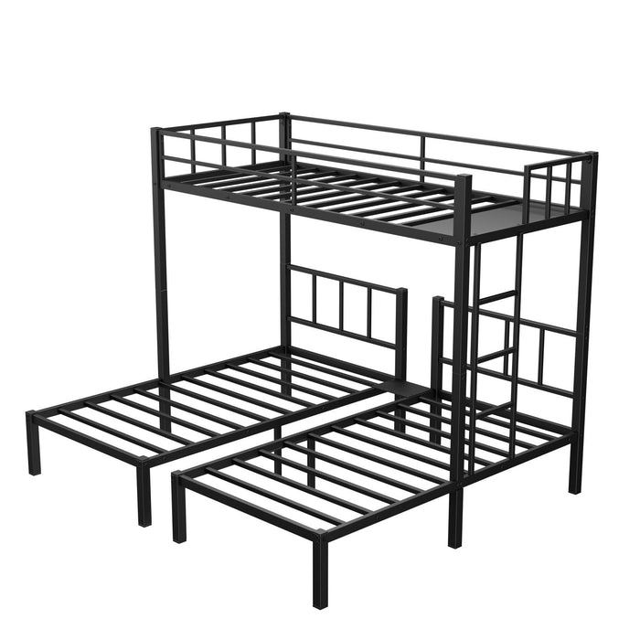 Twin over Twin & Twin Bunk Beds for 3, Twin XL over Twin & Twin Bunk Bed Metal Triple Bunk Bed, Black