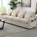 Modern Linen Fabric Sofa with Armrest Pockets and Pillows, Minimalist Style Couch Beige