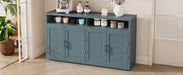 4-door Classic Sideboard with Open Storage and Adjustable Shelves for Kitchens, Living Rooms