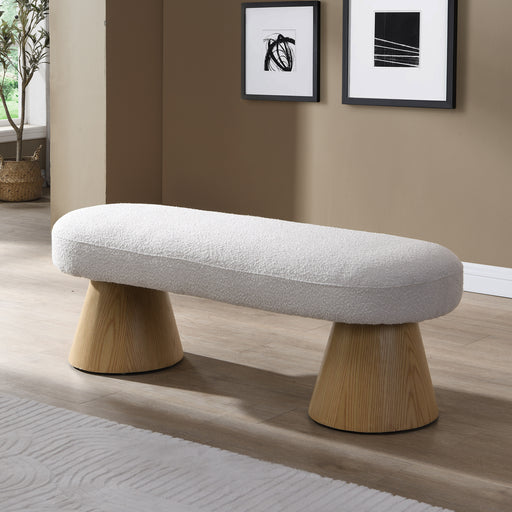 Dining Bench for Dining Room, Upholstered Bedroom End of Bed Entryway Bench Fabric Ottoman for Living Room, Beige Stool Top Wood Leg 300 LBS Weight Capacity - DTYStore