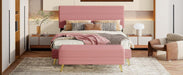 2 Pieces Bedroom Sets Queen Size Upholstered Bed Frame with Modern Corduroy Storage Ottoman