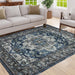 Area Rug 5x7 Vintage Bohemia Non-slip Washable Rug For Living Room Kitchen Bedroom Living Room Flower Design Blue/Brown - DTYStore