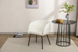 039-Set of 1 Boucle Fabric Dining Chair With Black Metal Legs,Ivory - DTYStore