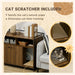 Cat litter box cabinet, Hidden Cat Litter Box with Scratching Pad, Storage, Double Doors, Furniture Style, Brown