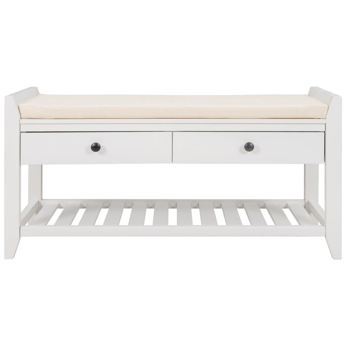 Shoe Rack with Cushioned Seat and Drawers, Multipurpose Entryway Storage Bench