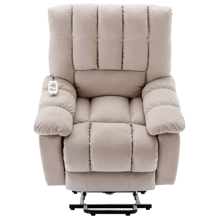 Massage Recliner Chair Electric Power Lift Recliner Chairs with Heat, Vibration, Side Pocket for Living Room Bedroom, Beige