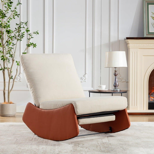 Modern Rocking Chair Recliner, Comfy Rocker Nursery Chair with Footrest, Accent Reading Chair, Upholstered Lounge Chair for Relaxing, Resting,Soft Padded Rocker for Indoor Living Room Bedroom,Orange - DTYStore