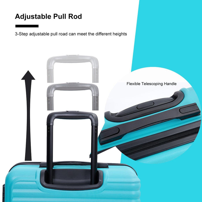 3 Piece Luggage Sets ABS Lightweight Suitcase with Two Hooks, Spinner Wheels, TSA Lock