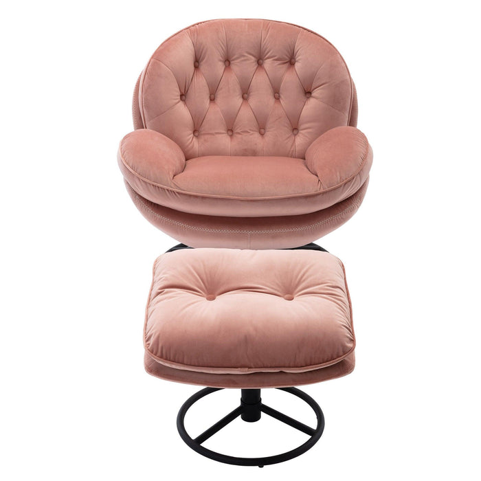Accent chair TV Chair Living room Chair Pink sofa with Ottoman - DTYStore