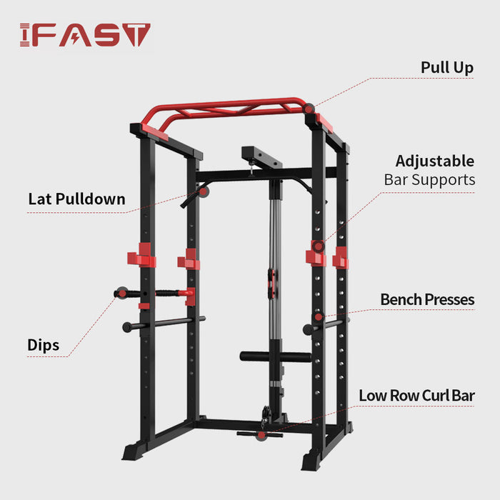 Multi-functional Power Cage,Home Adjustable Pullup Squat Rack 1000Lbs Capacity Comprehensive Fitness Barbell Rack - DTYStore