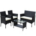 4 PC Rattan Patio Furniture Set Outdoor Patio Cushioned Seat Wicker Sofa (Beige Cushion) - DTYStore