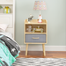 2PC Nightstand With Collapsible Fabric Drawer, 2-Tier Storage End Table, Wood Side Table with Storage Cabinet for Bedroom, Living Room - Oak - DTYStore