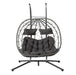 2 Persons Egg Chair with Stand Indoor Outdoor Swing Chair Patio Wicker Hanging Egg Chair Hanging Basket Chair with Stand for Bedroom Living Room Balcony - DTYStore